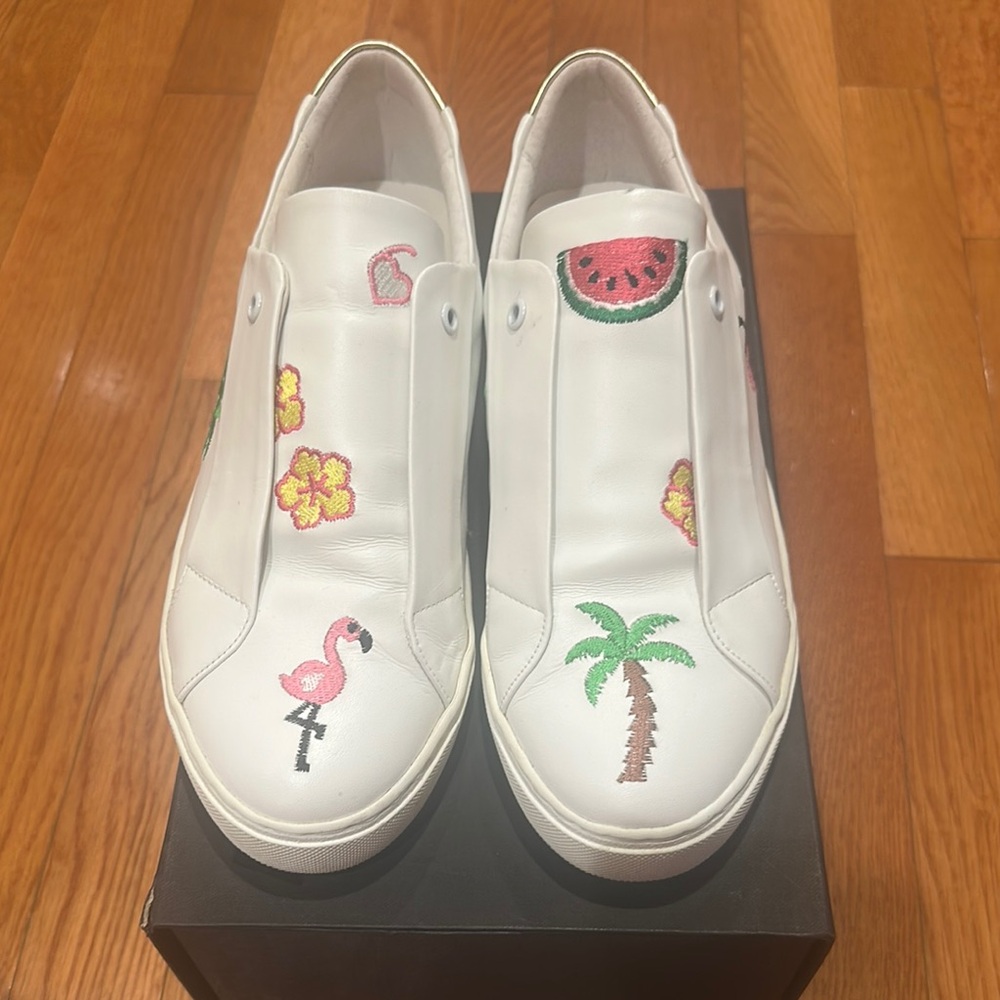 White Embroidered Women's Sneakers